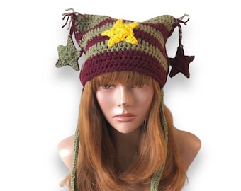 Personalized Best Selling Cat Ears Beanie with Stars Cat Beanie KPop Style Cat Hat For Friends Family Cat Lover Gift