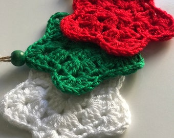 Crochet Star Ornament Set 0f 3Ornament Handmade Wall Hanging Crochet Colorful Star Bunting Festive Kids Room Nursery Decoration