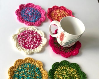 Crochet Coaster Set of 6: Handmade Retro Table DecorationGift Christmas Gift