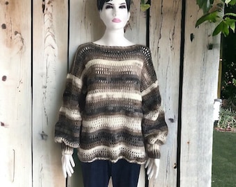 Handmade Multicolor Crochet Sweater: Unisex Loose Fit JumperGift