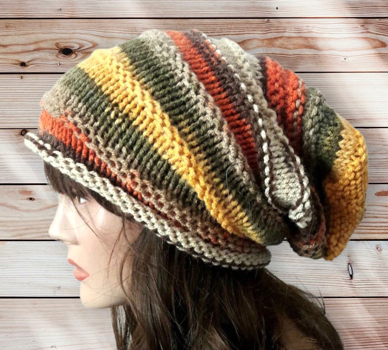 Unisex Slouchy Beanie Women Baggy Hat Multicolor Dreadlock Hat Gift For Her Rasta Hat Men Winter Hat Knit Super Slouchy Hat Gift for Him