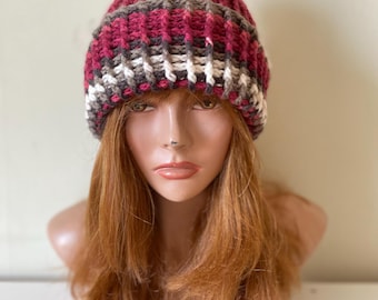 WZYCWB Cappello lavorato a maglia a doppio strato a righe multicolori
