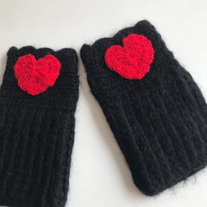 Crochet Heart Gloves Women Fingerless Gloves For Her Boho Crochet Gloves Winter Gloves Crochet Hand Warmer Gift Mother&#39;s Day Gift