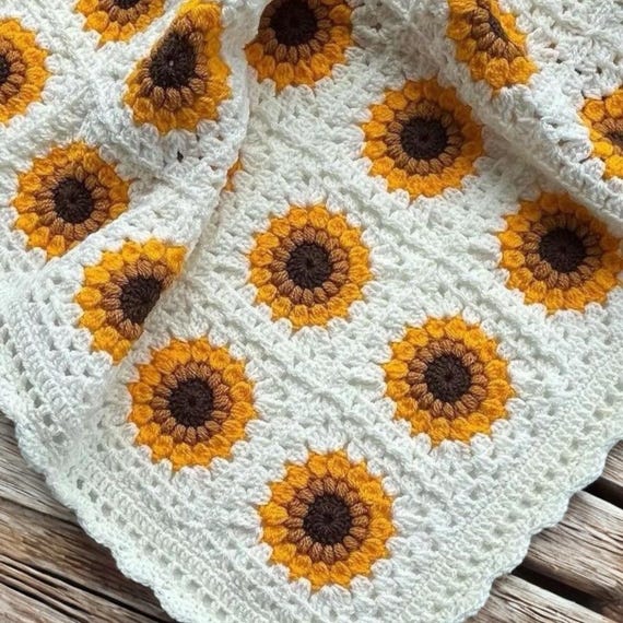Sunflower baby blanket crochet pattern sale