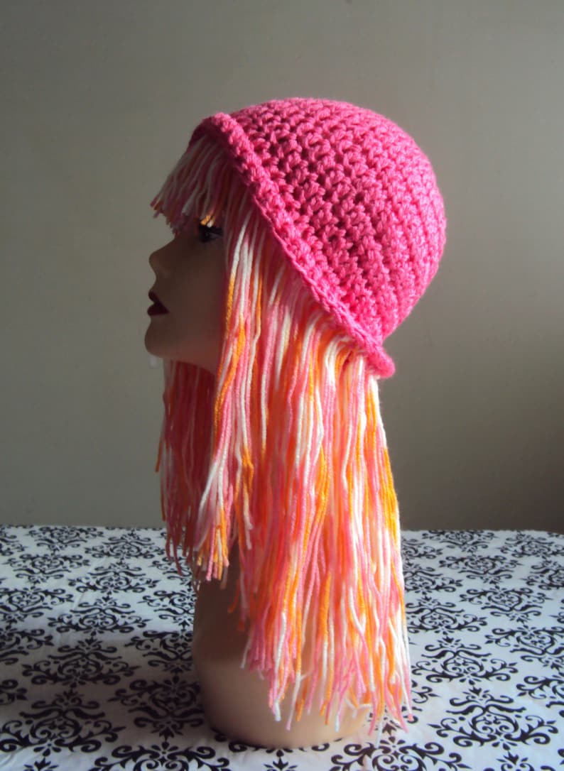 Yarn Wig Yarn Hat Crochet Funky Hat Wig Hat Dreadlock Hat Etsy