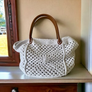 Crochet Boho Bag: Handmade Organic Cotton Shoulder Bag