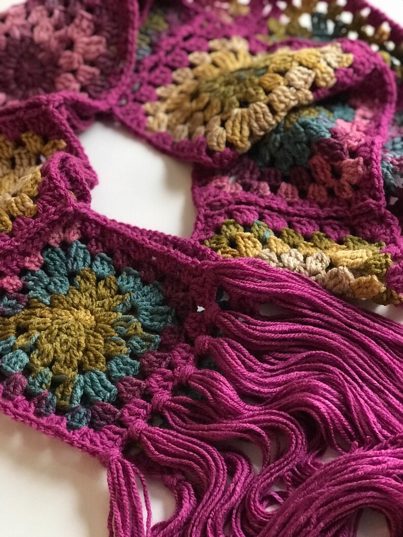 Best Selling Granny Square Scarf Etsy Crochet Celebrity Inspired Scarf