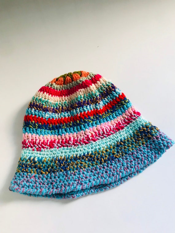 Chunky Bucket Hat Multicolor Big Hat Colorful Boho Hat Women Etsy