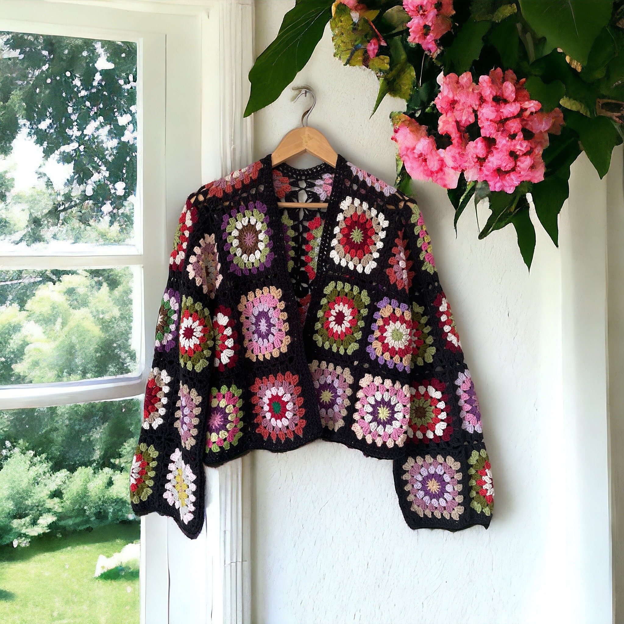 Sunburst Granny Square Crop Cardigan Pattern