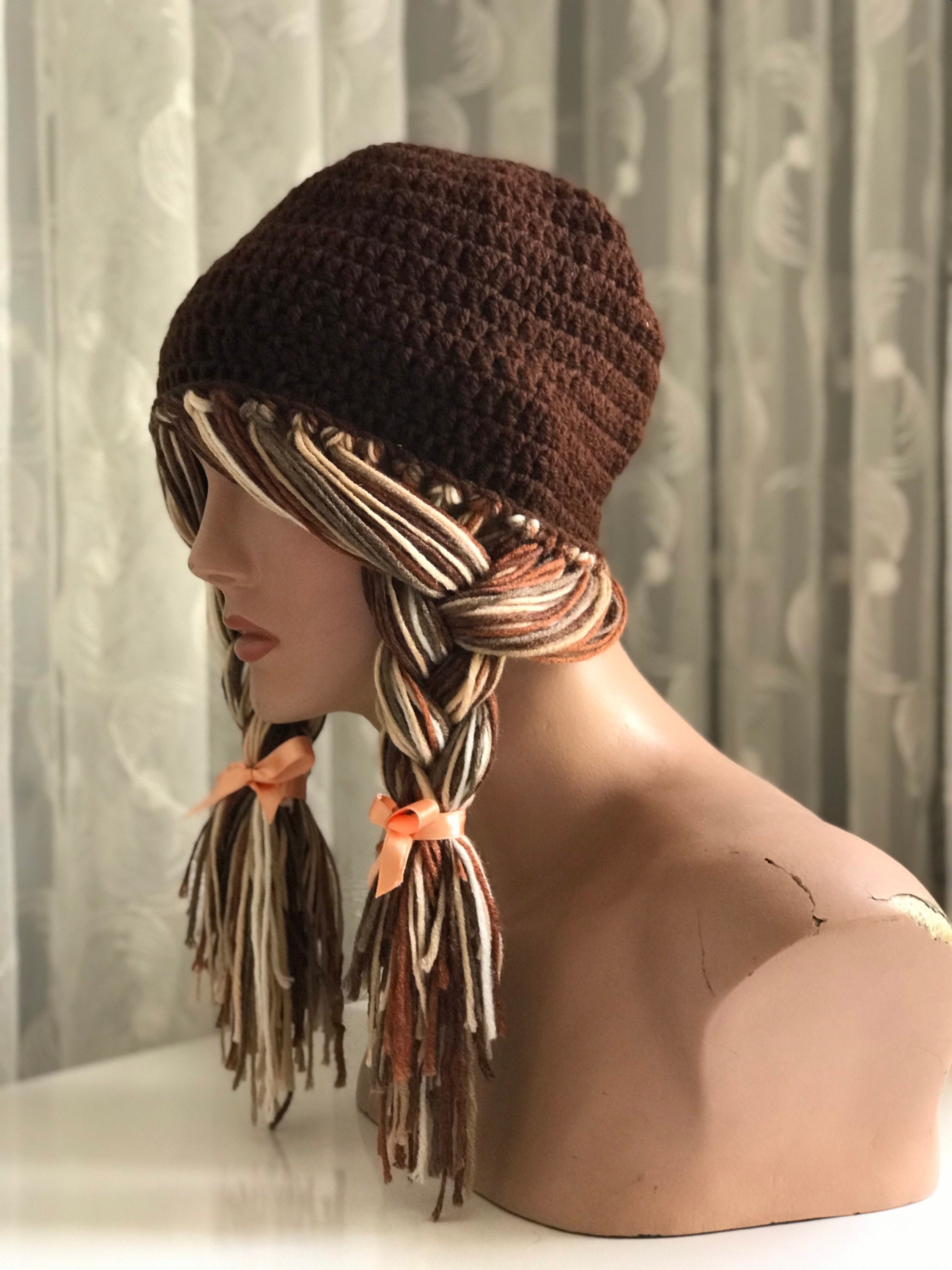 Crochet Yarn Wig Hat With Braids: Funky Festival Beaniegift - Etsy