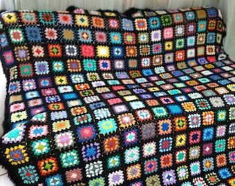 Best Selling Crochet Granny Square Blanket, Colorful Sofa Throw, Handmade Gift, Home Decor, Nursery Room, Kids Room, Wedding Gift