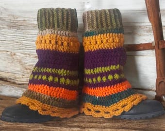 Best Selling Crochet Leg Warmers, Knit Long Legwarmers, Flare Boot Toppers, Hippie Style Fashion Accessories, HandmadeGift