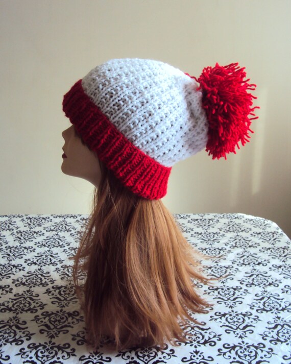 Knit Pom Pom Hat Slouchy Beanie Hand Knit Winter Hat Women Men Etsy Knit Pom Pom Hat Slouchy Beanie Hand Knit Winter Hat Women Men Etsy