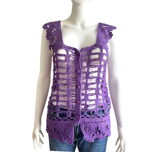Lace Top, Boho Top, Crochet Top with Front Buttons, Crochet Outfit, Festival Clothes, Handmade Gift, Crochet Vest  Gift