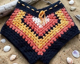 Crochet Summer Shorts, Multicolor Crochet Shorts. Unisex Beachwear, Festival Clothes, Unique Handmade Gift Best Seller ETSY