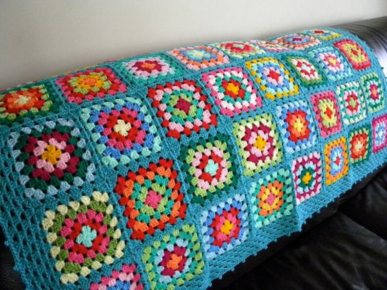 Häkeln Sie afghanische Decke Oma Quadrat Decke | Etsy