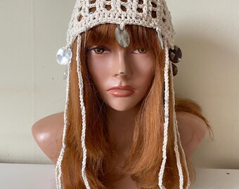 Crochet Mesh Hat with Sequins – Trendy Boho Chic Hat, Handmade Spring Summer Beanie, Festival Hat, Beach Hat, Best Seller Etsy Beanie