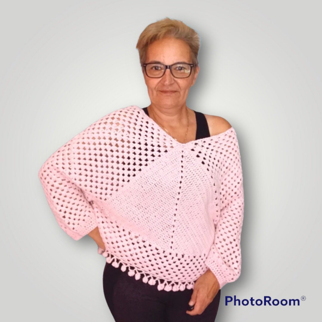 Crochet Loose Sweater Boho Top Loose Cotton Top Poncho Sweater Etsy