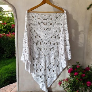 Crochet White Shawl, Shoulder Wrap, Handmade Gift, Wedding Shawl, Bridal Shaw
