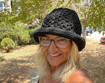 Crochet Granny Square Bucket Hat: Handmade Boho Sun Hat