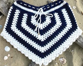 Crochet Beach Shorts, Multicolor Crochet Shorts, Unisex Beachwear, Festival Clothes, Unique Handmade Gift Best Seller ETSY