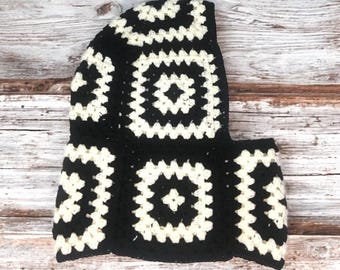 Handmade Crochet Granny Square Balaclava: Unisex Winter HatGift