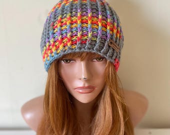 Cappello in misto tessuto carta multicolor lavorato a maglia da Donna