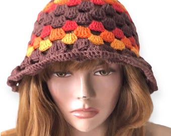 Crochet Multicolor Striped Beanie: Boho Festival HatGift