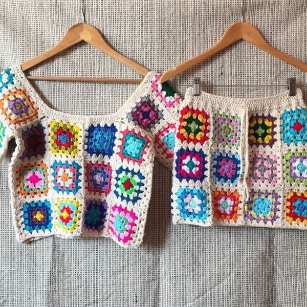 Granny Square Skirt Women Crochet Skirt Gift For Her Patchwork Skirt Colorful Crochet Skirt Gift For Mom Crochet Skirt Gift For Girlfriend