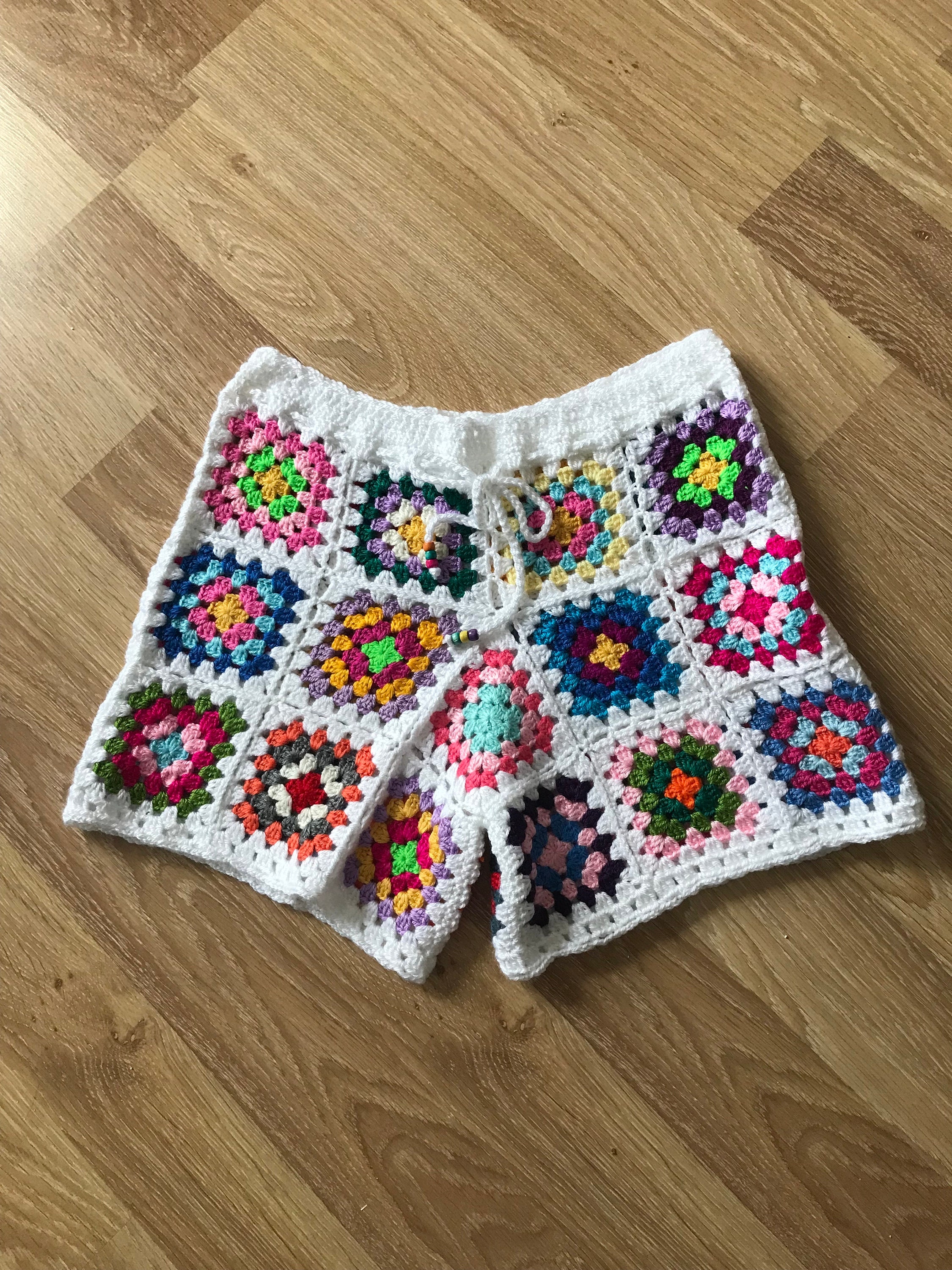 Unisex Granny Square Shorts Crochet Shorts Patchwork Shorts