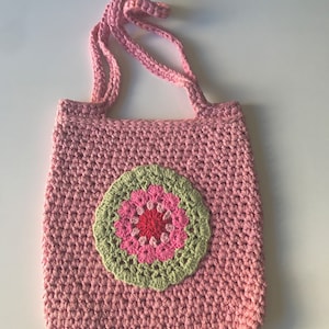 Crochet Boho Bag: Handmade Pink Mandala Circle Tote