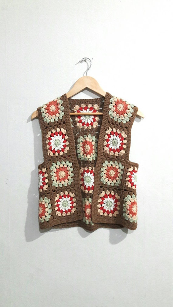 Crochet Patchwork Vest Crop Vest Granny 