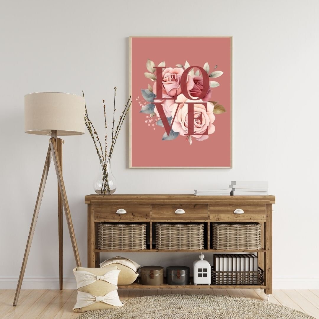 Aesthetic Wall Art Printable Wall Decor Love and Roses Gift for Her ...