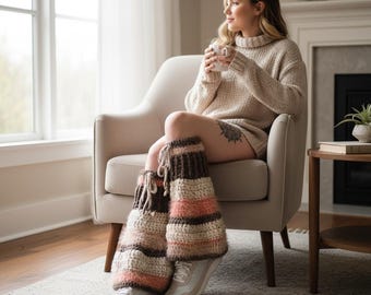 Flare Leg Warmers, Long Legwarmers,  Crochet Boot Toppers, Boho Chic Winter Accessories, HandmadeGift
