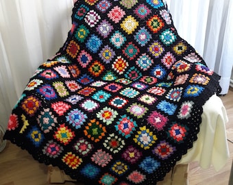 Colorful Crochet Afghan Blanket, Handmade Granny Square Blanket, Crochet Baby Blanket, Baby Shower Gift, Sofa Throw, Housewarming Gift