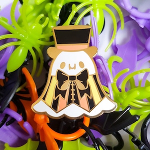 Dapper Ghost Hard Enamel Pin | Halloween Pinstripe Fancy Ghost Enamel Pin by Precious Bbyz