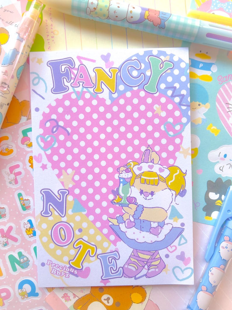 Fancy Note 4x6 Memo Pad | Kawaii Pastel Stationery Pad for Gifts, Lists ...