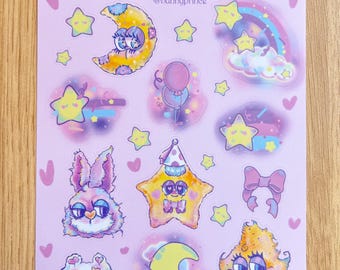 Star Kingdom Sticker Sheet | Pastel Kawaii Nostalgic Sticker Sheet for Journaling, Scrapbooking