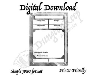 Puste Karty Zaklęć - Dungeons and Dragons