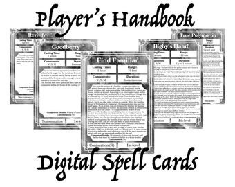 D&D Spell Cards- Dungeons and Dragons