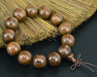 18mm Rose Wood Bracelet, Tibetan Prayer Mala, Buddhist Bracelet