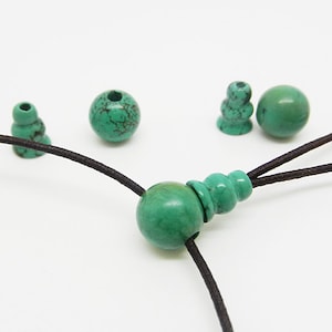 3 Set Green Turquoise Guru Beads , Turquoise Guru ,3 Hole Bead, Guru Charm, Turquoise Guru, Mala  Guru Making --10MM , 8MM