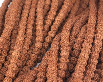 5 Mukhi Rudraksha Mala, Natural Bodhi Seed, Nepal Beads (108pc)