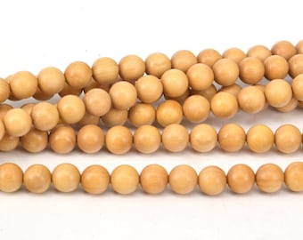 Yellow Boxwood Bead, Natural smooth 108 Bead 8mm Mala Beads