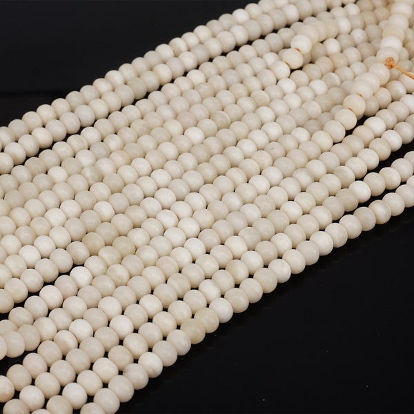 108pc Perle d’os de yack blanc tibétain, perle de mala en os 6,5 mm x 5 mm