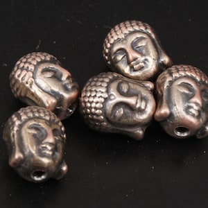 5PC  Buddha Head Carved ,Buddha Head Chram Bead, Antique Copper Color Buddha Bead Finding ,Buddha Head  Bead  Chrams