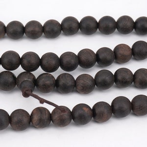 108pc Black African  Ebony ,108  Matte Ebony Wood Bead , Matt Black Ebony  Mala , Unwaxed Mala