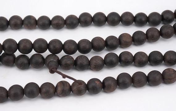 108pc Black African Ebony ,108 Matte Ebony Wood Bead Matt Black