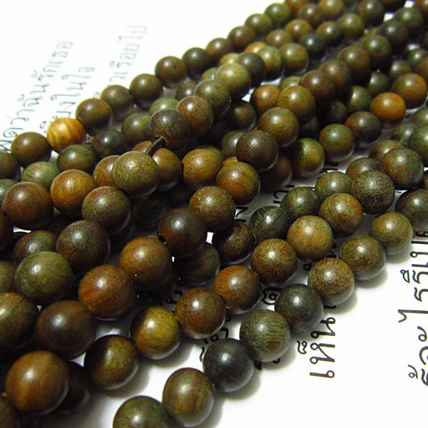 108pc Natural  Fragrant  Green sandalwood , 108 Fragrant  Verawood Bead, Tibetan Prayer  Mala Bead 8mm