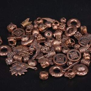 Random Style  Antique Copper Round Spacer Charm , Bulk Metal Bead,   Multiply Style  Charm Beads Finding